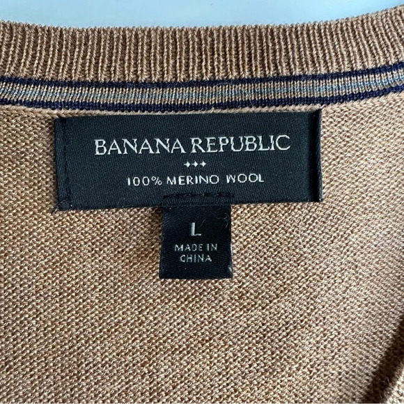 Banana Republic 100% Merino Wool Sweater Light Brown V Neck Long Sleeve Light - Picture 4 of 6